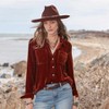 Clearlove Womens Winter Velvet Long Sleeve Button Down Casual Tops Shirts - 3 of 4