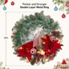 Pre-Lit Christmas Wreath for Front Door, 24 Inch Large Lighted Wreath with Xmas Balls, Artificial Flower & Bow, Battery Operated Christmas Wreath - 4 of 4