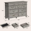 Gray 48in Wide 9 Drawer Dresser Modern Wooden Chest with Retro Handles Large Storage Organizer for Bedroom Living Room Closet Entryway Gray - 2 of 4