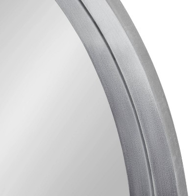 Elegant Round Wood and Silver 24" Wall Mirror