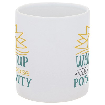 Elanze Designs Wake Up Choose Positivity Sunrise 11 Ounce White Ceramic Coffee Mug