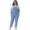 Agnes Orinda Women's Plus Size Adjustable Strap Cross-Back High Waist Denim Jumpsuits - 3 of 4