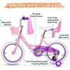 hykolity 16 inch Girls Bike Princess Bicycle for Age 4-7 Years Old Rider Height 41-53 inch includes Training Wheel Basket Doll Seat Flesh Pink - 2 of 4