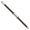 Chisel Stainless Steel Polished Braided Brown Leather 8" Plus a .5" Extension Bracelet - 3 of 4