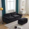 Karl Home |85.4 in. W Pillow Top Arm Double-layer Cushion Chenille Sofa in Blue With Ottoman - 2 of 4