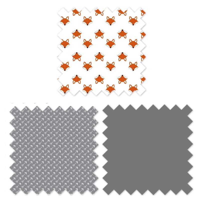 Bacati - Playful Fox Crib Rail Guard Covers set of 2 Orange/Gray, 4 of 7