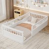 High Guardrails Enhanced Safety Design Floor Bed,Low Ground Design Platform Beds,Natural Solid Pine Wood Full Bed-Cuddlewood - 2 of 4