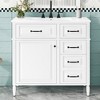 Gulches 36 in 18 in Undermount Rectangular Bathroom Sink in White Solid Rubberwood MDF Ceramic with 4 Drawers Adjustable Shelf Metal Handles - 2 of 4