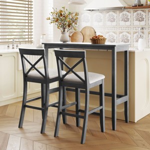 3-Piece Bar Height Dining Set for 2, Rectangular Bar Table with 2 Chairs, Small Breakfast Nook Table Set for Kitchen or Apartment - Maison Boucle - 1 of 4
