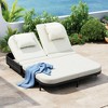 Outdoor Daybed Sunbed, Patio Rattan Loveseat Chaise Lounge with Adjustable Backrest and Cushions for Garden, Backyard -ModernLuxe - 2 of 4