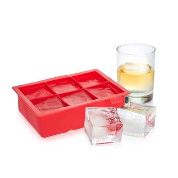 Travelwant Silicone Ice Cube Tray, Large Ice Ball for Cocktail and Scotch Large Whiskey Ice Ball Tray,Silicone Sphere Ice Cube Maker with Lid, Red
