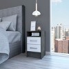 GlasFlength Nightstands Modern Two Drawer Bedside Table with Metal Handles Simple Design for Bedroom Storage, Multicolored, 15.7"*14.7"*19.9" - 2 of 4