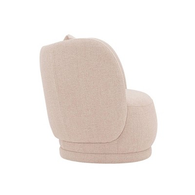 Set of 2 Wheat Linen Upholstered Barrel Accent Chairs