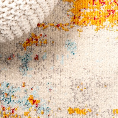 Sunset Orange and Multicolor Abstract 4' x 6' Area Rug