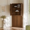Spassway Walnut 2-Piece Tall Wood Storage Cabinet Modular Pantry Cabinet with 4 Adjustable Shelves 4 Doors Freestanding Organizer for Living Room - 3 of 4