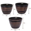 VECELO 9/11.3/13 in. Planters, Plastic Pot with Perforated Tray, Decorative Foliage Plants, Vintage Planters 3-Piece Set, Artificial Wood Planters - 2 of 4