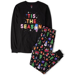 The Children's Place Adult Matching Family Glow In The Dark Christmas Long Sleeve Tis The Season Cotton Pajamas - 1 of 4