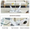 FURNIinspire Coffee Tables Modern minimalist transparent tempered glass coffee table with marble patterned MDF legs, White, 43"*24"*17" - 4 of 4
