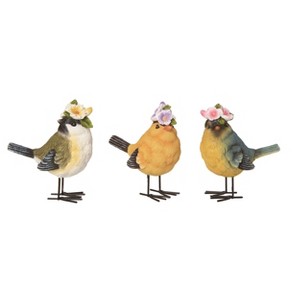 Transpac Resin Flower Crown Bird Set of 3 Spring Home Decorations - 1 of 1