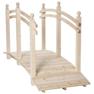Outsunny 7.5' Wooden Arch Garden Bridge, Safety Rails for Backyard Ponds, Creeks, Streams - 1 of 4