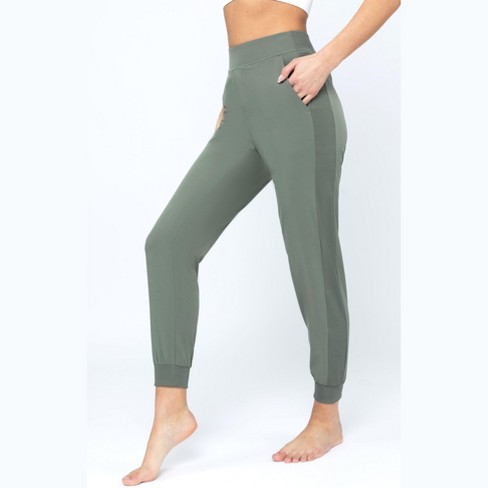 90 Degree By Reflex Womens Lightstreme Jogger Pants with Ribbed Details -  Mulled Basil - Large