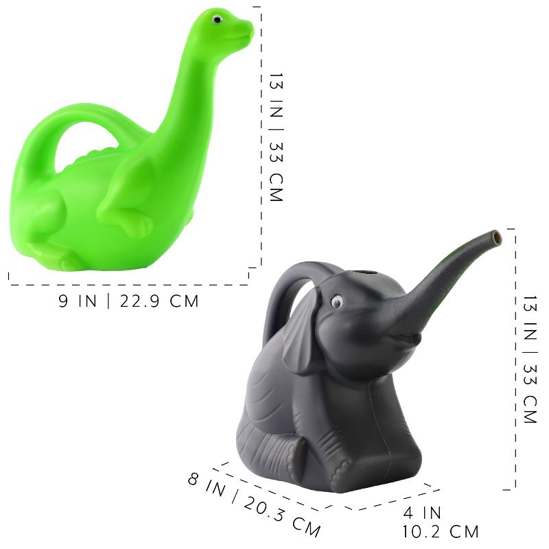 Cornucopia Brands Elephant & Dinosaur Watering Cans, 2pc Set; Kids' Novelty Animal Watering Cans, 3 of 9