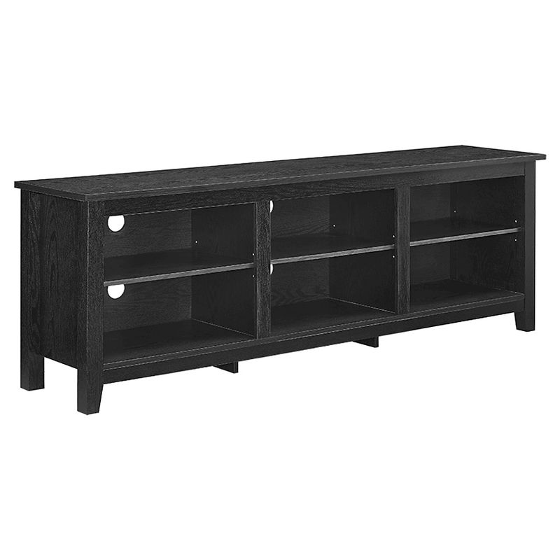 Transitional 6 Cubby Wood Open Storage Wood TV Stand for TVs up to 80"- Saracina Home, 4 of 18