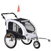 2 in 1 Dog Bike Trailer and Pet Stroller with Canopy Storage Pockets and Large Wheels,Foldable Bike Cart for Medium Dogs - LAOTIES - 3 of 4