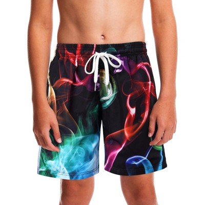 Boys Board Shorts Funny Graphic Swim Trunks Shark Pattern Bathing Suits Running Sports Swimwear Swimsuit for Beach Holiday 9-10 Years Purple