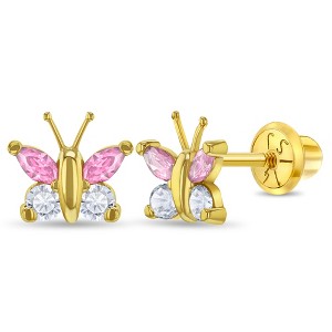 Girls' Dazzling Butterfly Screw Back 14k Gold Earrings - In Season Jewelry - 1 of 1