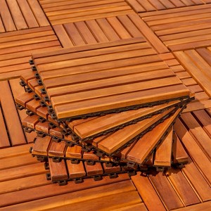 Solhome Damian Acacia Interlocking Deck Tile (Set of 10 Tiles) - 1 of 4
