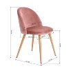 Homy Casa Modern Velvet Dining Chairs with Quilted Back & Wood-Grain Metal Legs, Set of 4, Pink - 3 of 4