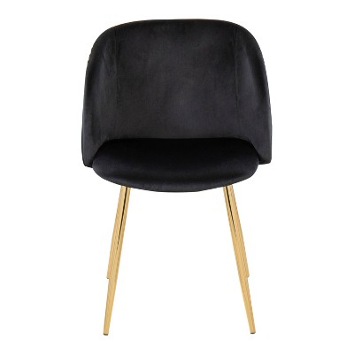 Fran Pleated Black Velvet and Gold Metal Dining Chairs (Set of 2)