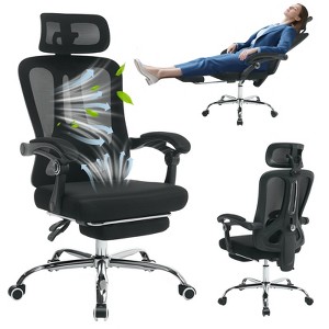 Ergonomic office chair, swivel task chair with adjustable lumbar support with footrest, mesh high back gaming chair - 1 of 4