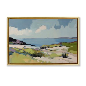 Stupell Industries Coastal Green Breeze Floating Frame Canvas Art, Gold, 31" x 21" - 1 of 4