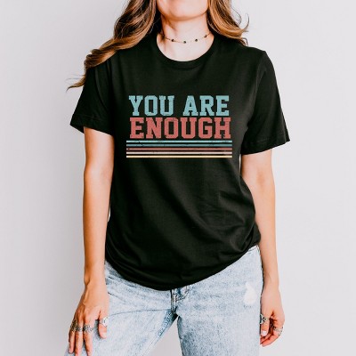 Simply Sage Market You Are Enough Stripes Short Sleeve Tee - XS - Black