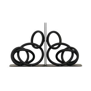 VIP Metal 7 in. Black Interlocking Stacked Rings Bookend Set of 2 - 1 of 2