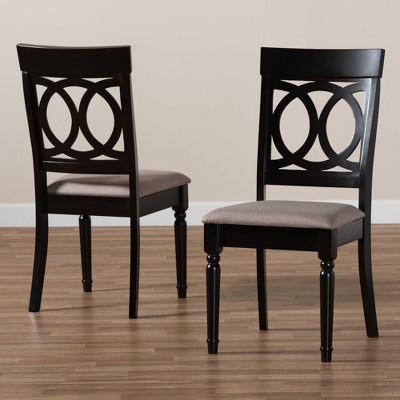 Lucie Sand and Dark Brown Wood Dining Chair Set