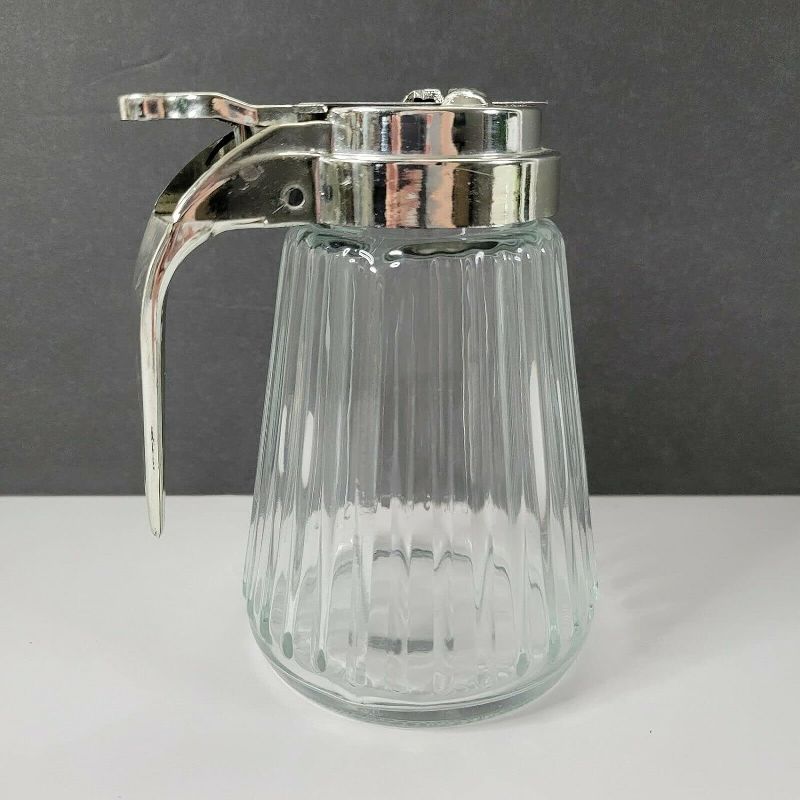 Anchor Hocking Glass Syrup Pitcher with Dispensing Lid with Silver Plastic Lid, 1 of 2