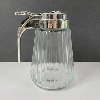 Anchor Hocking Glass Syrup Pitcher with Dispensing Lid with Silver Plastic Lid