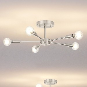 Urban Ambiance Luxury Mid-Century Modern Ceiling Light 5.625''H x 16''W,  Brushed Nickel Finish,  Albuquerque Collection, UHP4346 - 1 of 4