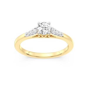 GILDED 1/2 CTTW Lab Grown Diamond Engagement Ring in 14KT Yellow Gold Plating Over Sterling Silver, Size 7 - 1 of 4