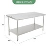 Stainless Steel Food Prep Table,Kitchen Work Table with Adjustable Under Shelf,Utility Table with Hooks for Restaurant,Garage,Hotel and Home - 2 of 4