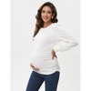 Pregnancy Shirts Women's Knit Ribbed Maternity Top Casual Mock Neck Puff Long Sleeve Ruched Tunic Pullover Shirt for Pregnant Women Green1long 2XL - 2 of 2