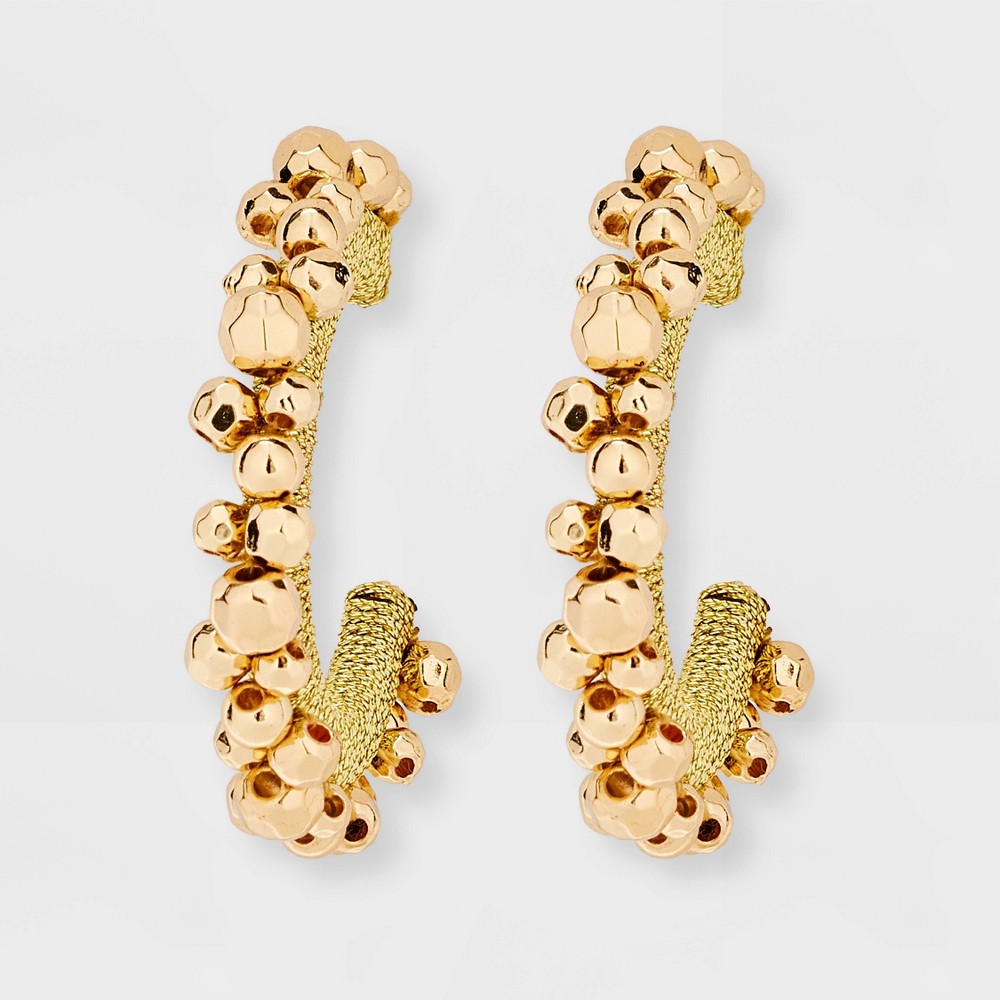 Photos - Earrings SUGARFIX by BaubleBar Beaded Hoop  - Gold