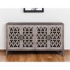 HomeRoots 63" Brown Distressed Carved Scrollwork Sideboard with Four Doors - 2 of 4