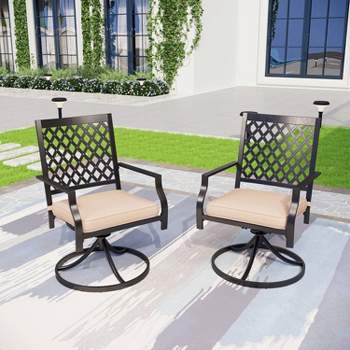 2pk Outdoor Metal Swivel Rocking Chairs with Cushions - Captiva Designs