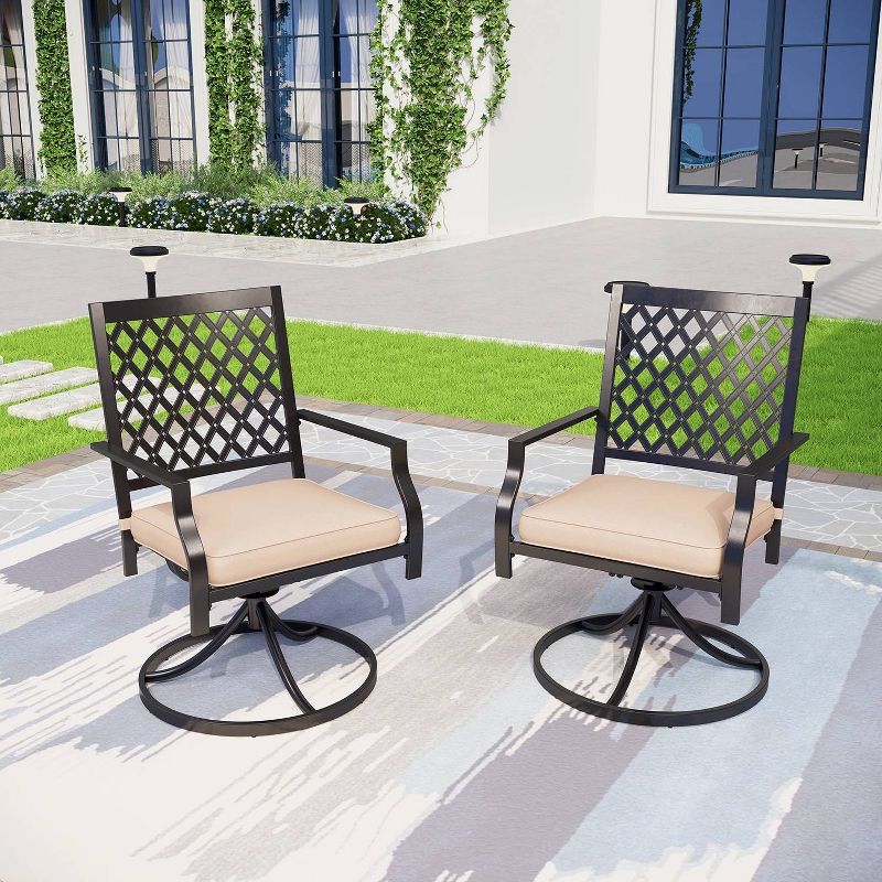 7pc Metal Patio Dining Set with Rectangular Faux Wood Table &#38; 6 Swivel Chairs - Captiva Designs, 3 of 11