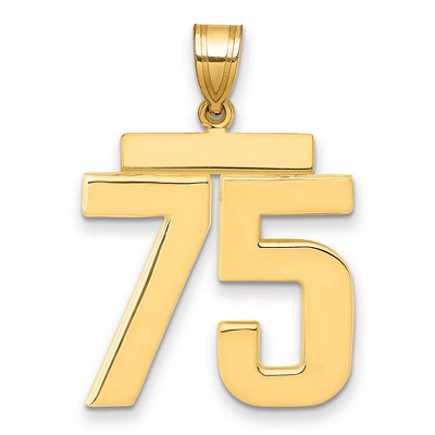 Black Bow Jewelry 14k Yellow Gold, Athletic Collection, Large Polished Number 75 Pendant
