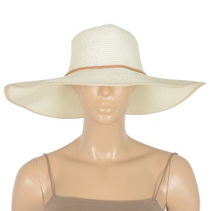 Anna-Kaci Wide Brim Straw Sun Hat with Braided Cord Detail Lightweight Packable Design for Beach Travel Outdoor Protection - 1 of 4